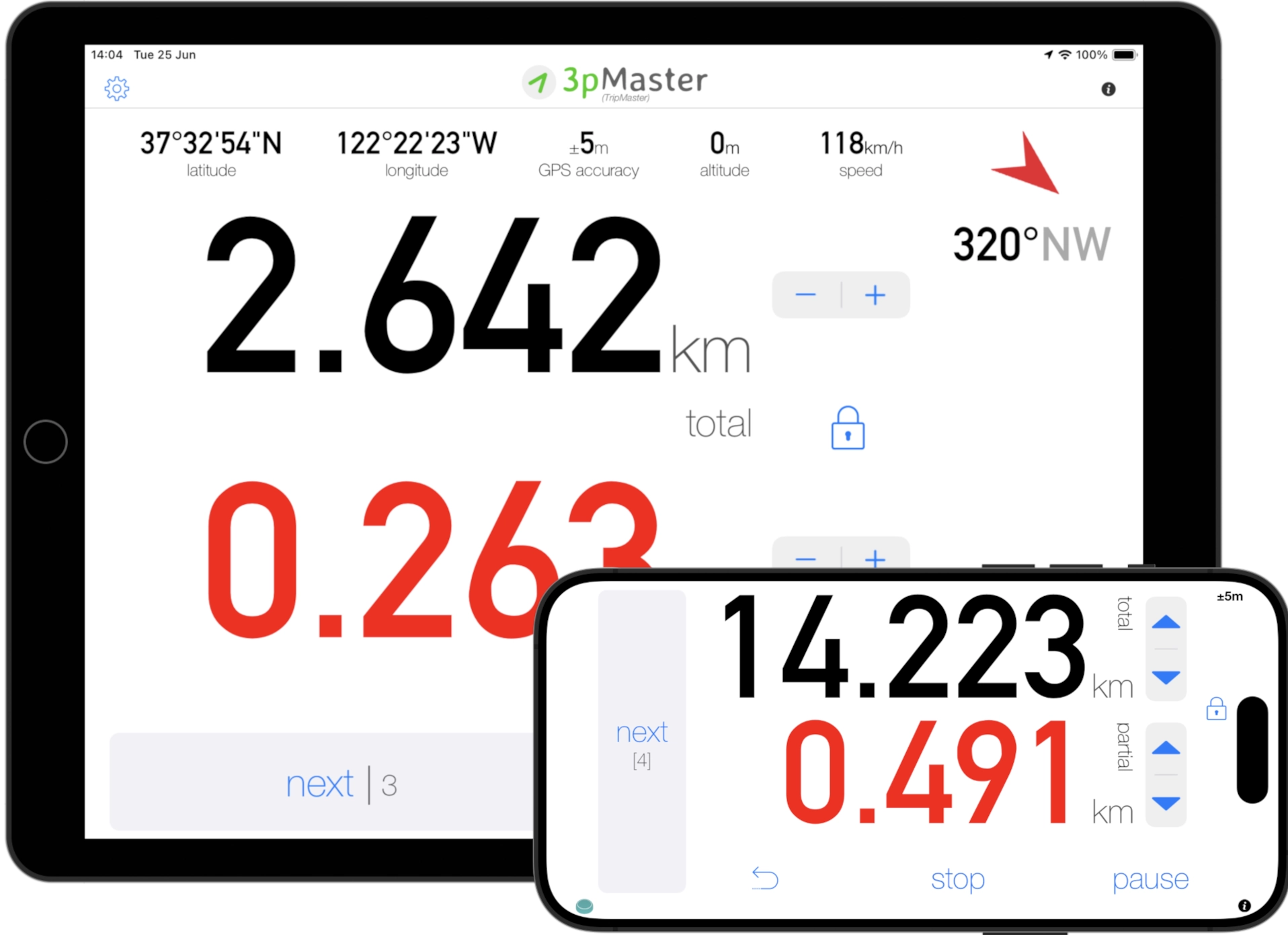 tripmaster app for iOS (iPad and iPhone) 3pMaster - Tripmaster Odometer App for Off-Road for iPad and iPhone